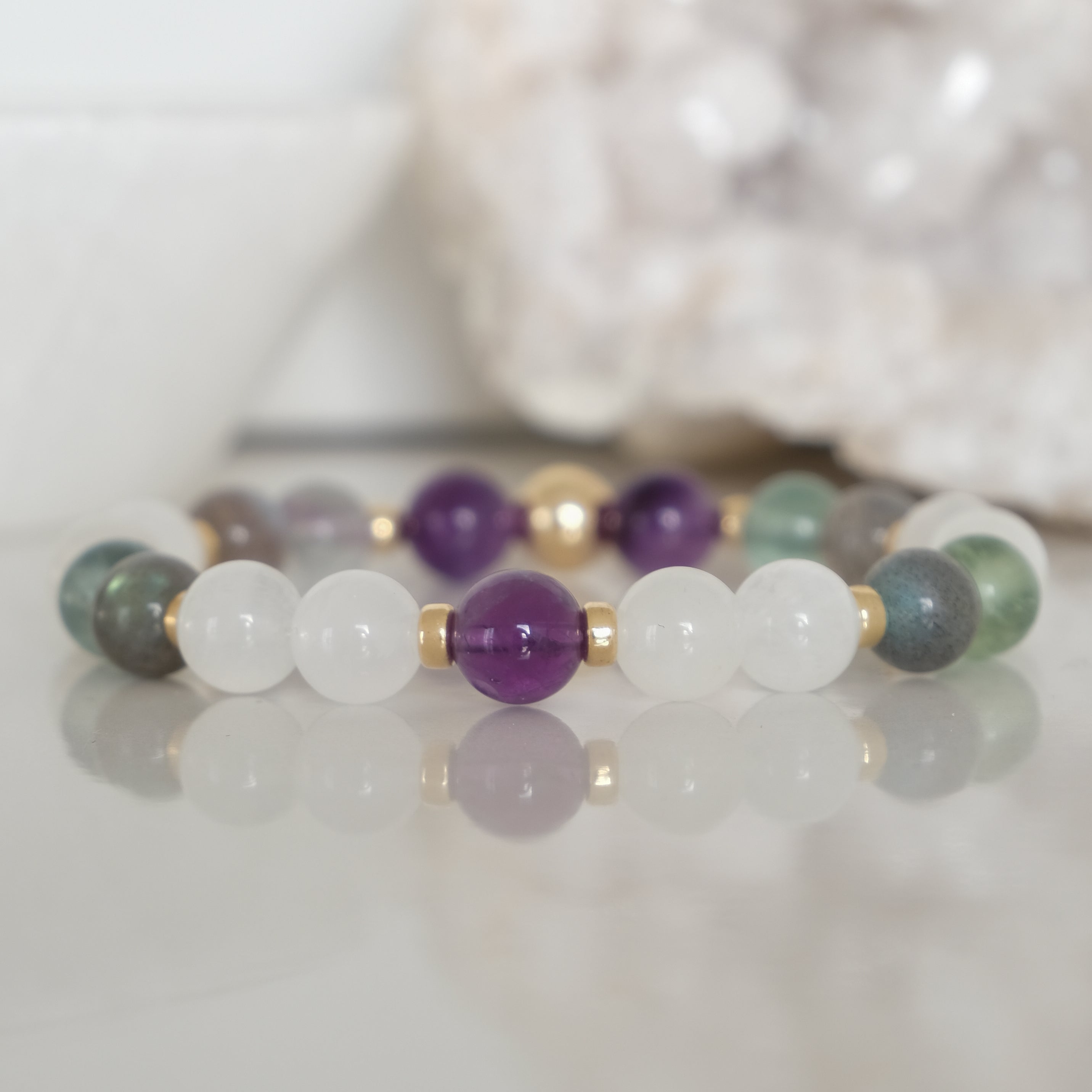 Samayla intentions crystal bracelet in 8mm gold