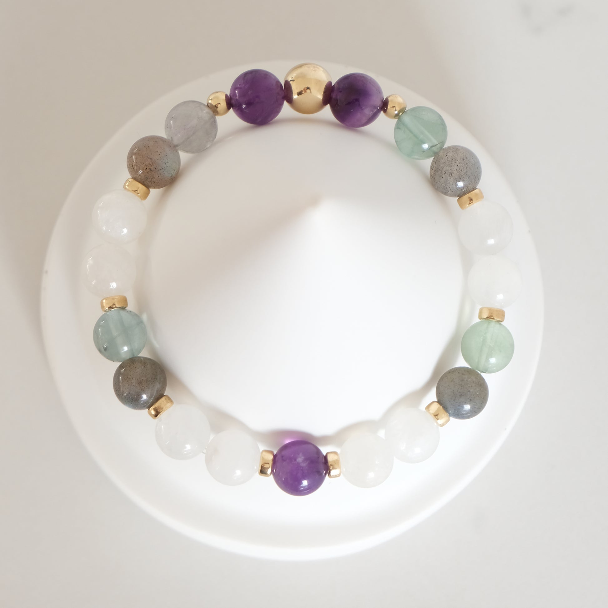 Samayla intentions crystal bracelet in 8mm gold from above