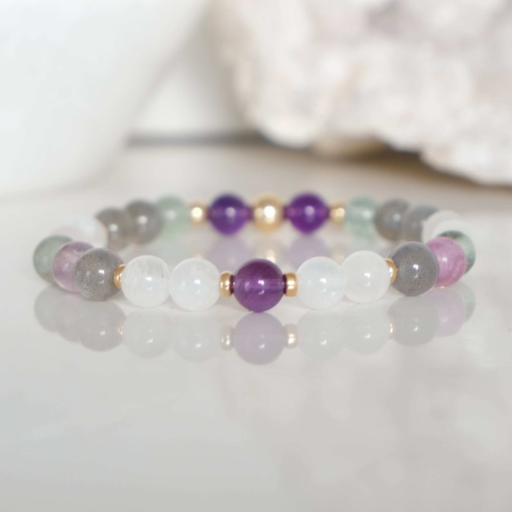 Samayla intentions crystal bracelet in 6mm gold