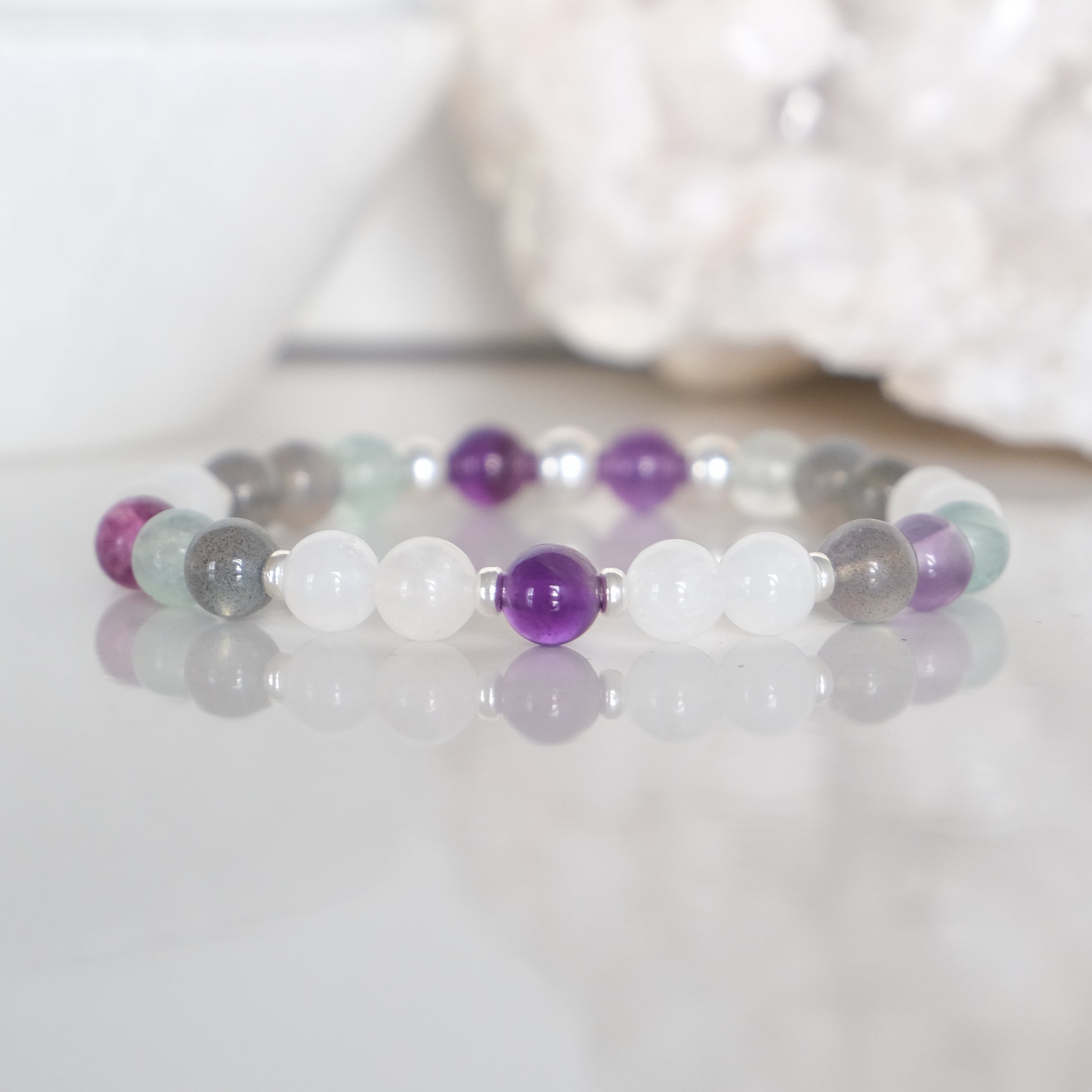 Samayla intentions crystal bracelet in 6mm silver