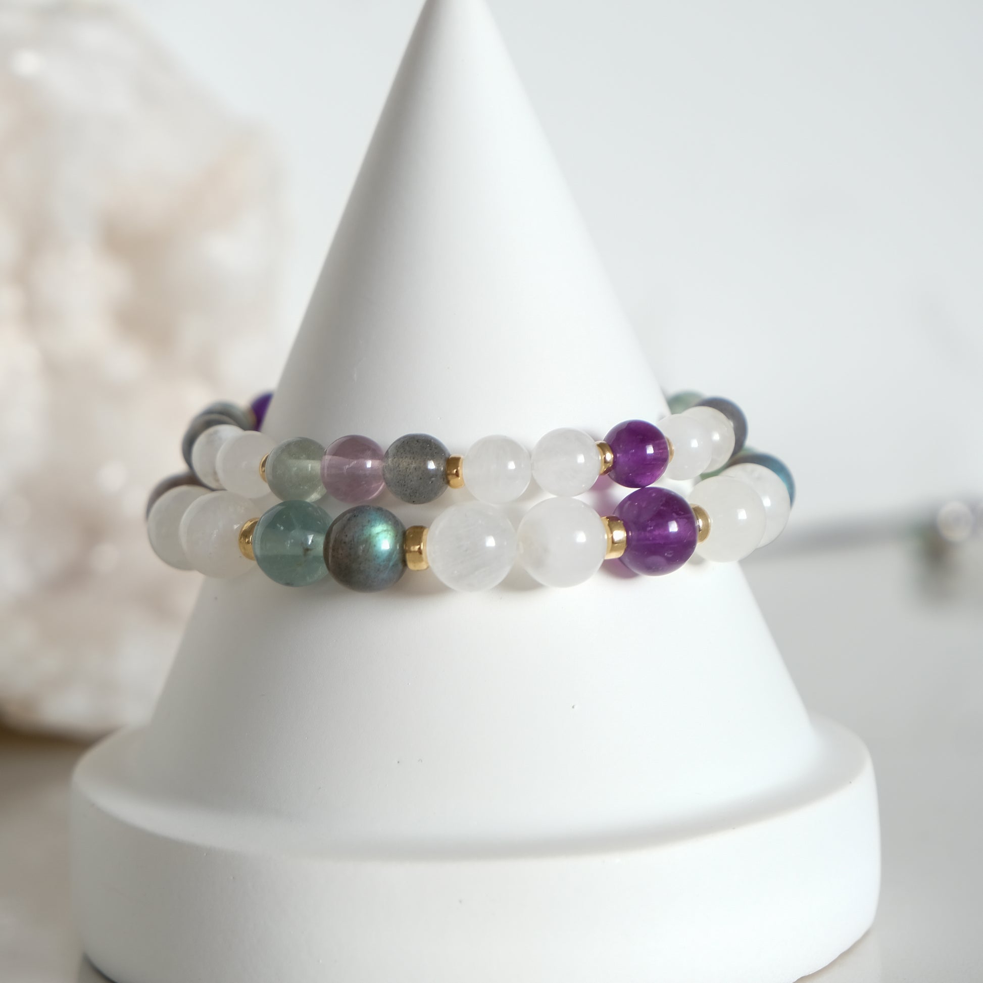 Samayla intentions crystal bracelet in 8mm and 6mm beads
