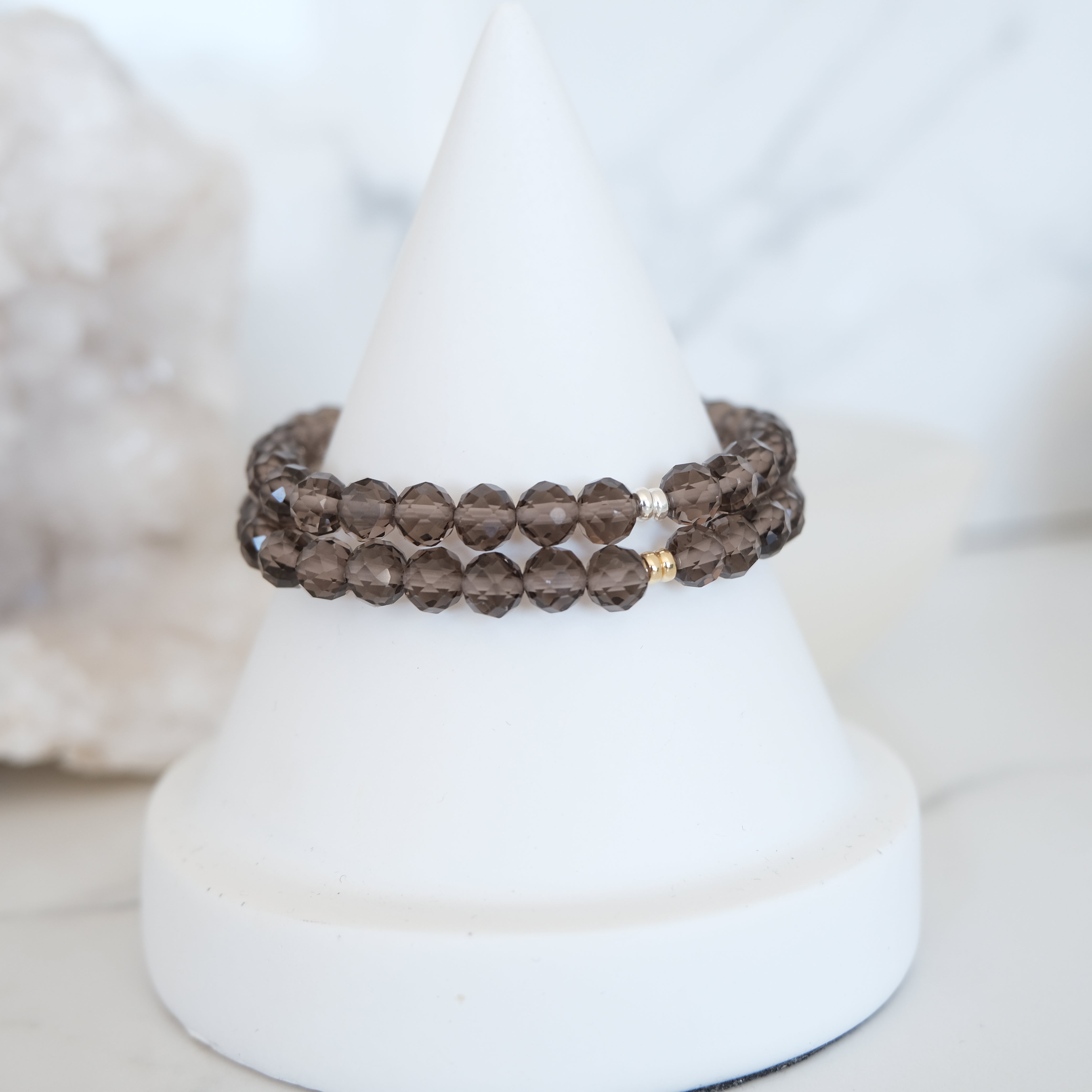 Ice Obsidian faceted crystal bracelets