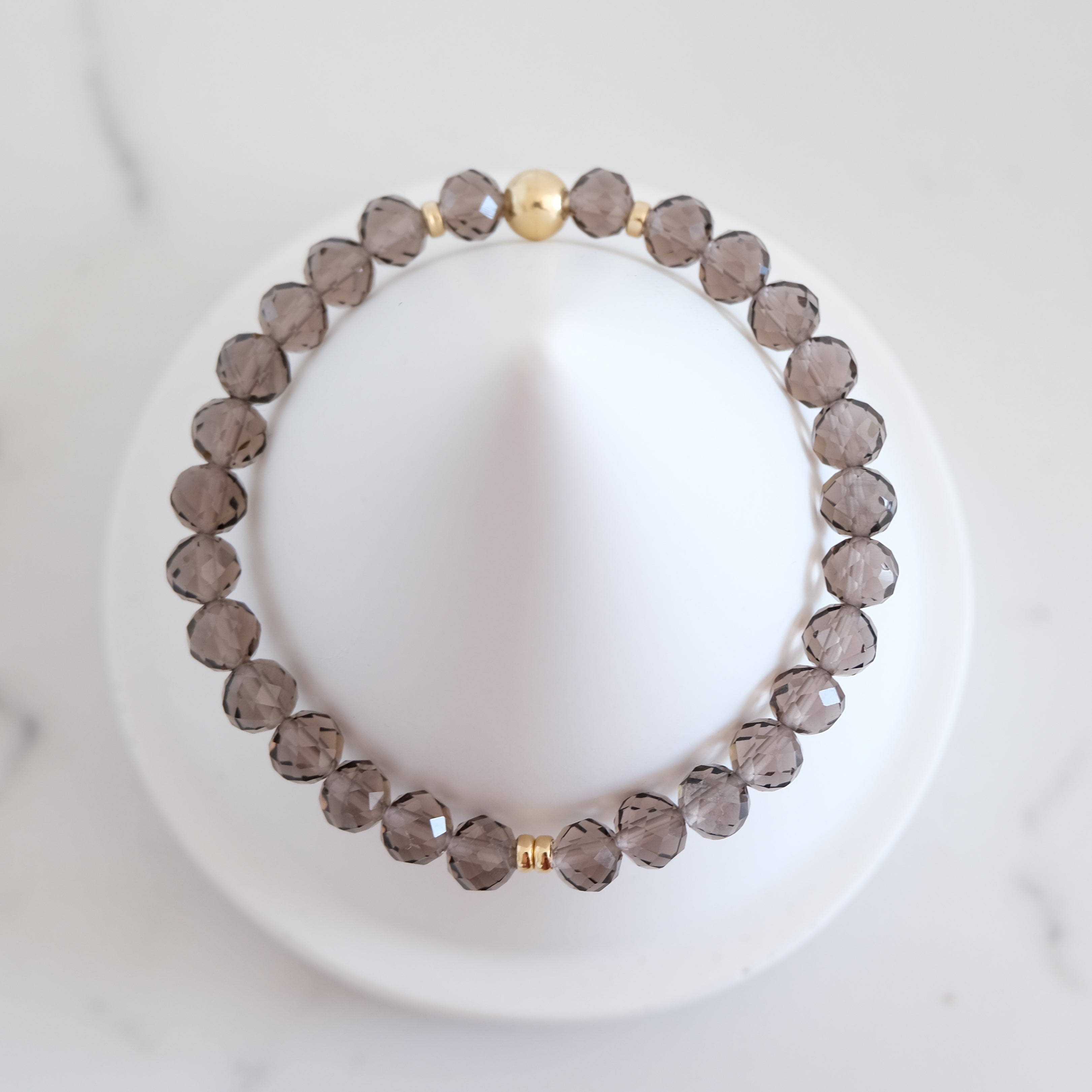 Ice Obsidian faceted crystal bracelet from above