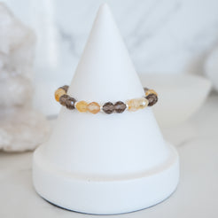 Citrine and Ice obsidian faceted crystal bracelet in silver