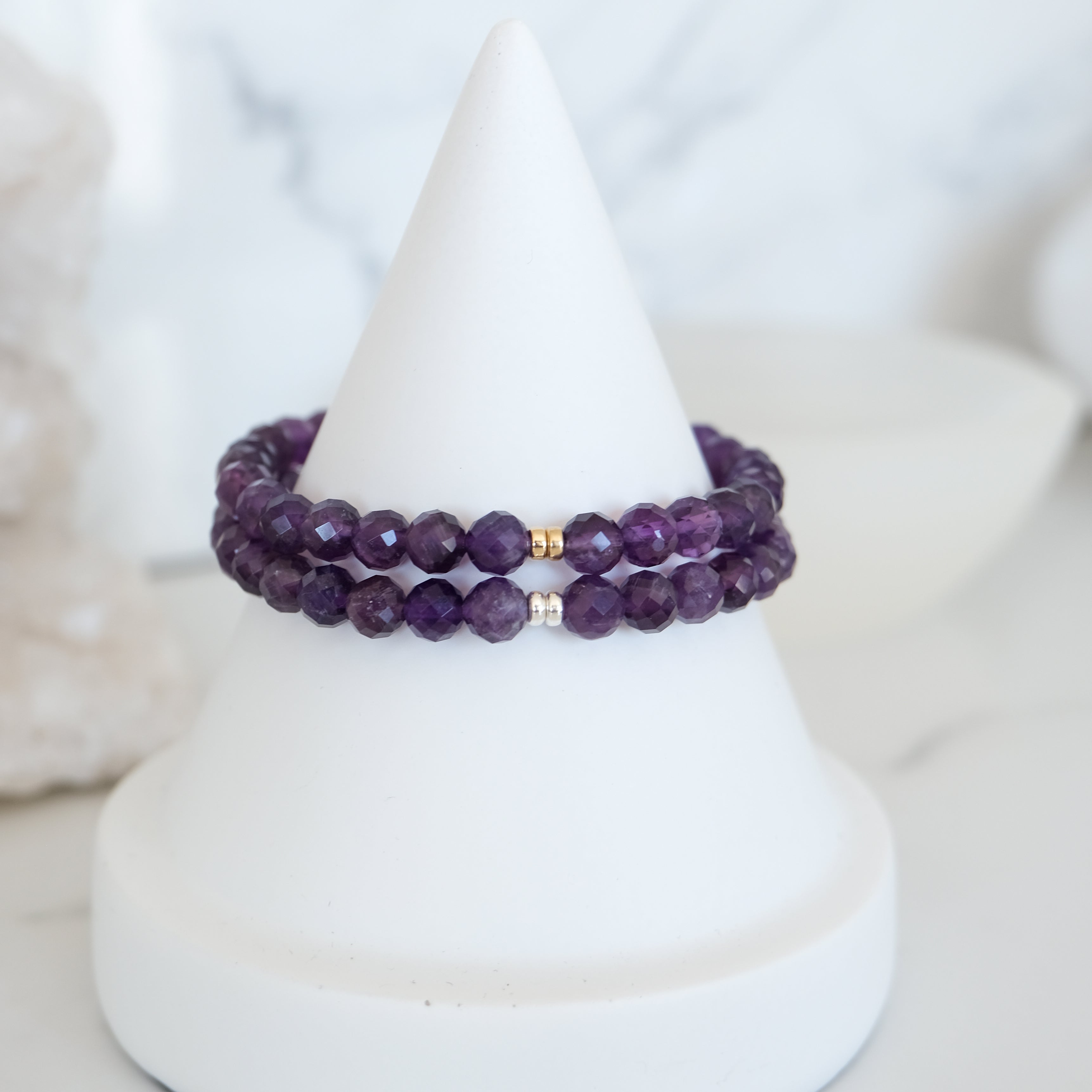 Faceted amethyst crystal bracelets