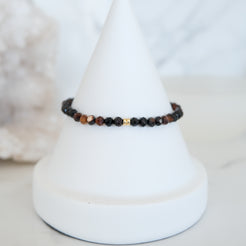 4mm faceted onyx crystal bracelet in gold