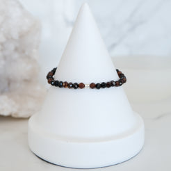 4mm faceted onyx crystal bracelet in silver