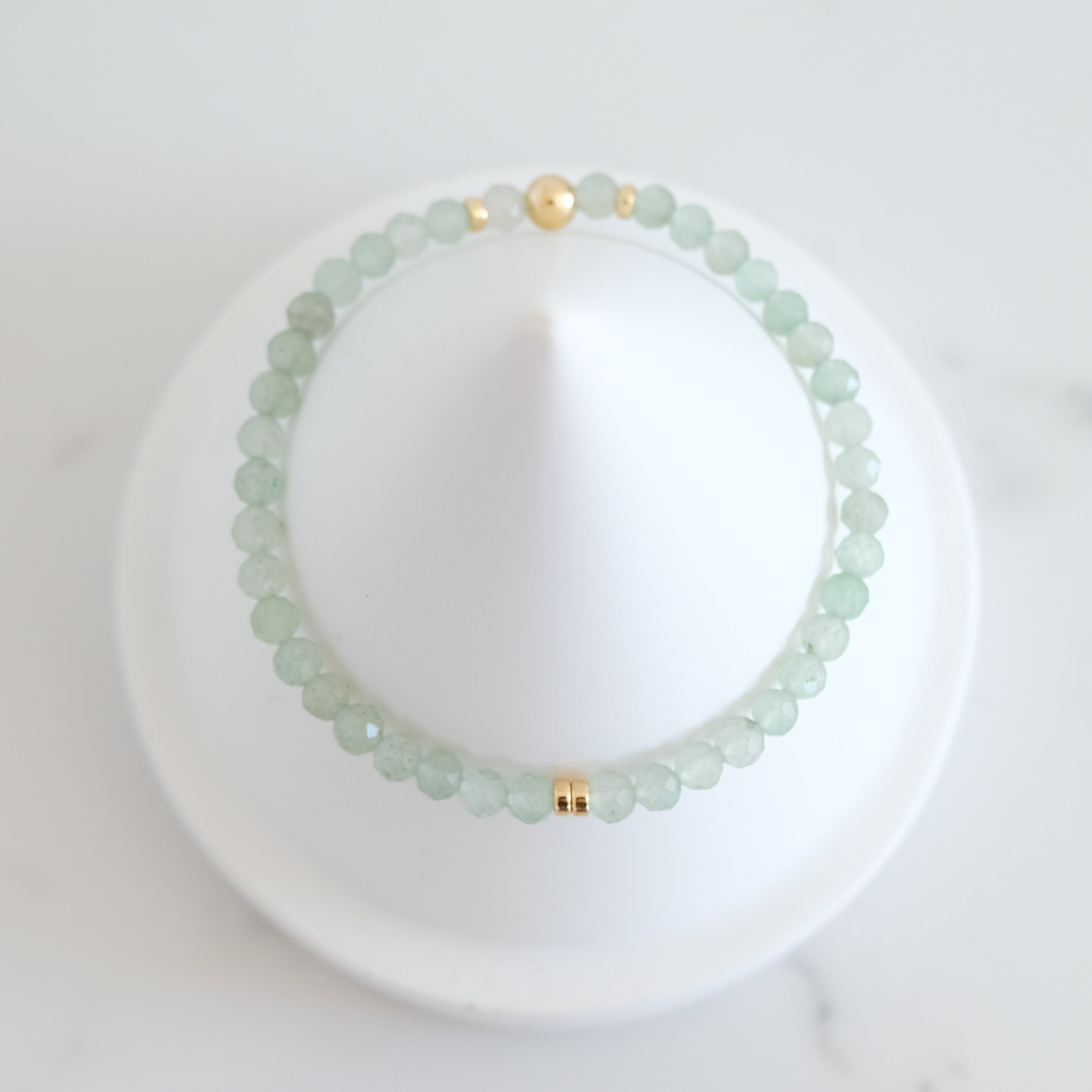 Aventurine 4mm faceted crystal bracelet from above