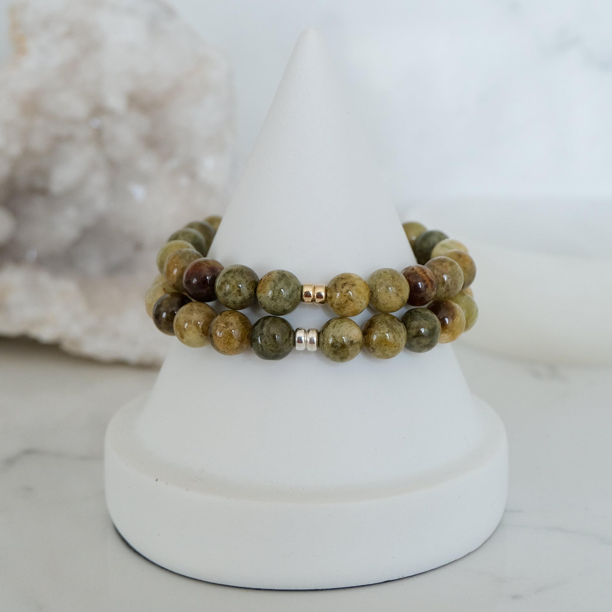 Green garnet gemstone bracelets