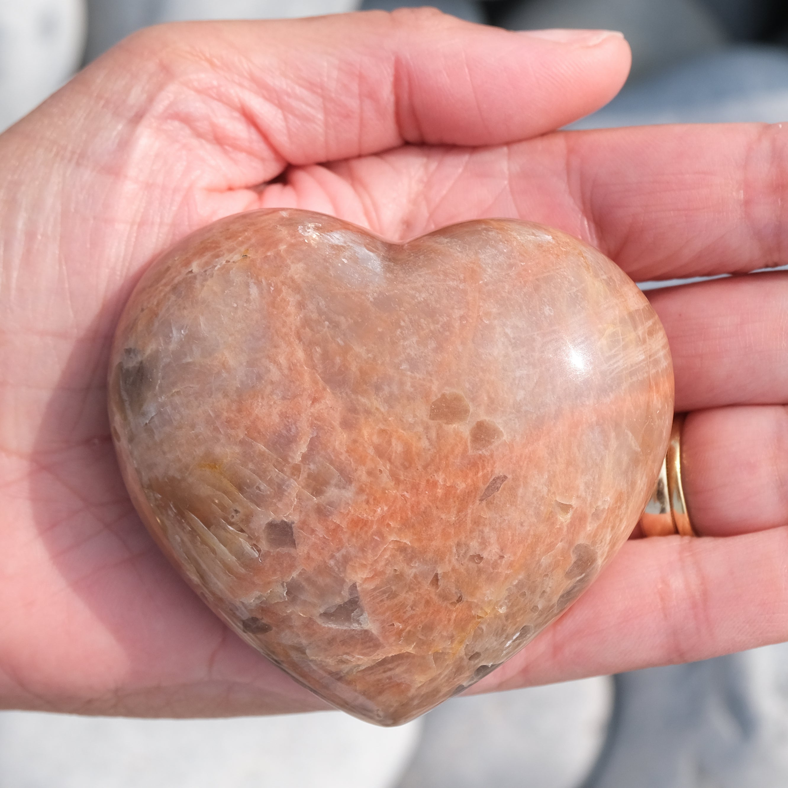 Peach moonstone heart crystal