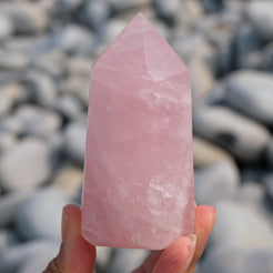 Rose quartz crystal tower