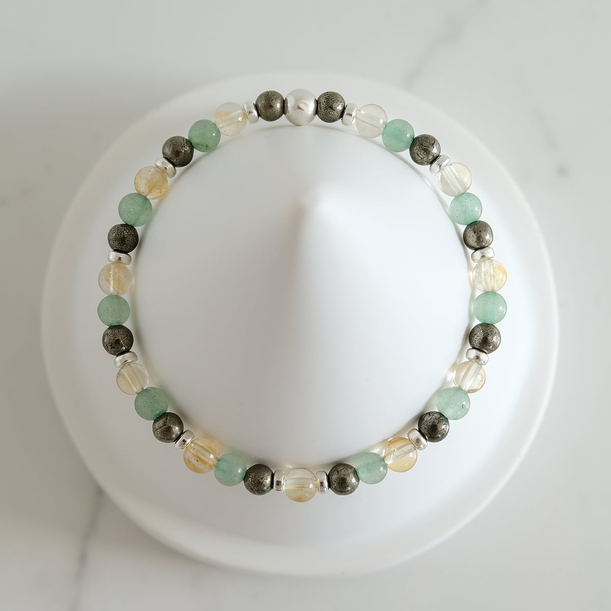 Abundance crystal bracelet in 4mm silver from above