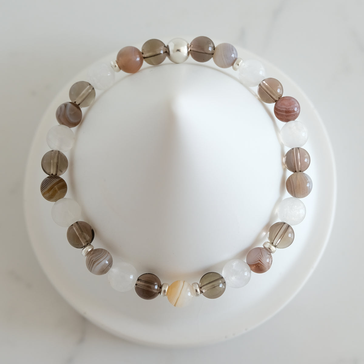 Samayla Sanctuary gemstone bracelet in silver from above