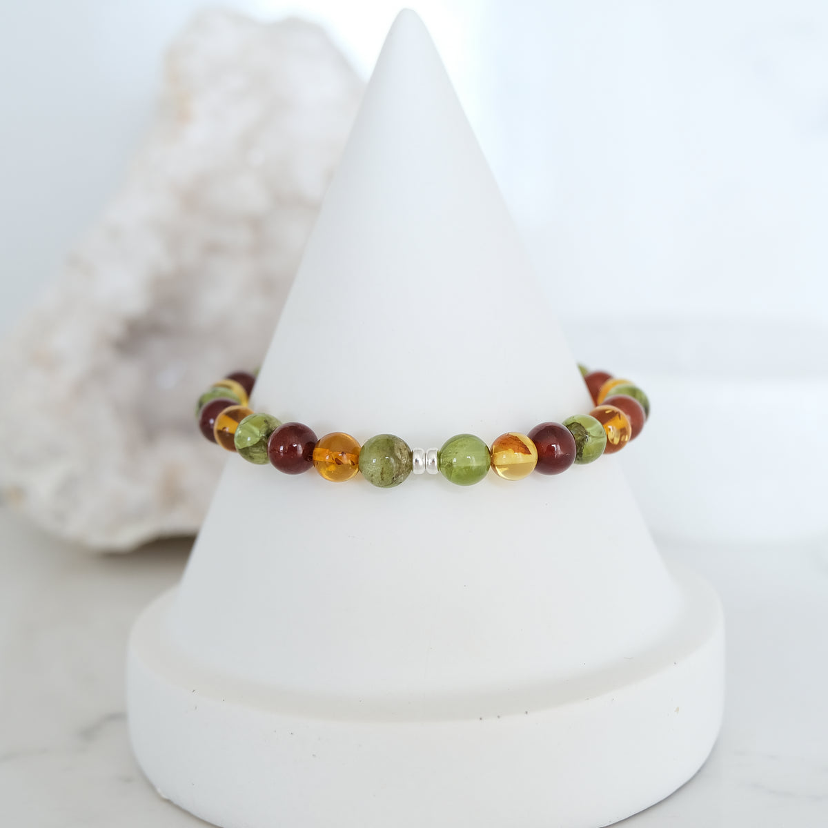 Inner power gemstone bracelet in silver