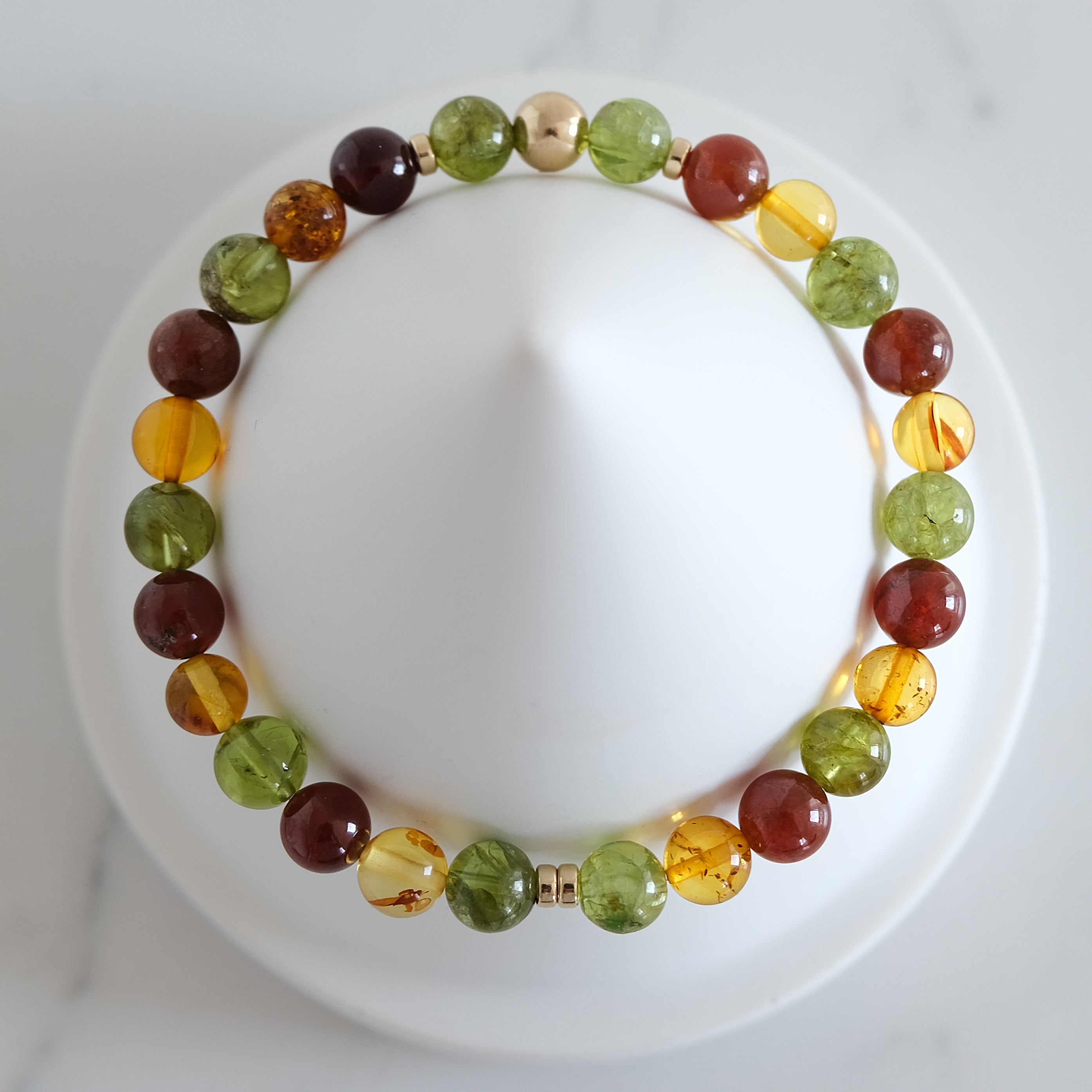 Inner power gemstone bracelet in gold from above