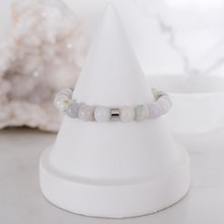 Light jade gemstone bracelet sample sale in steel