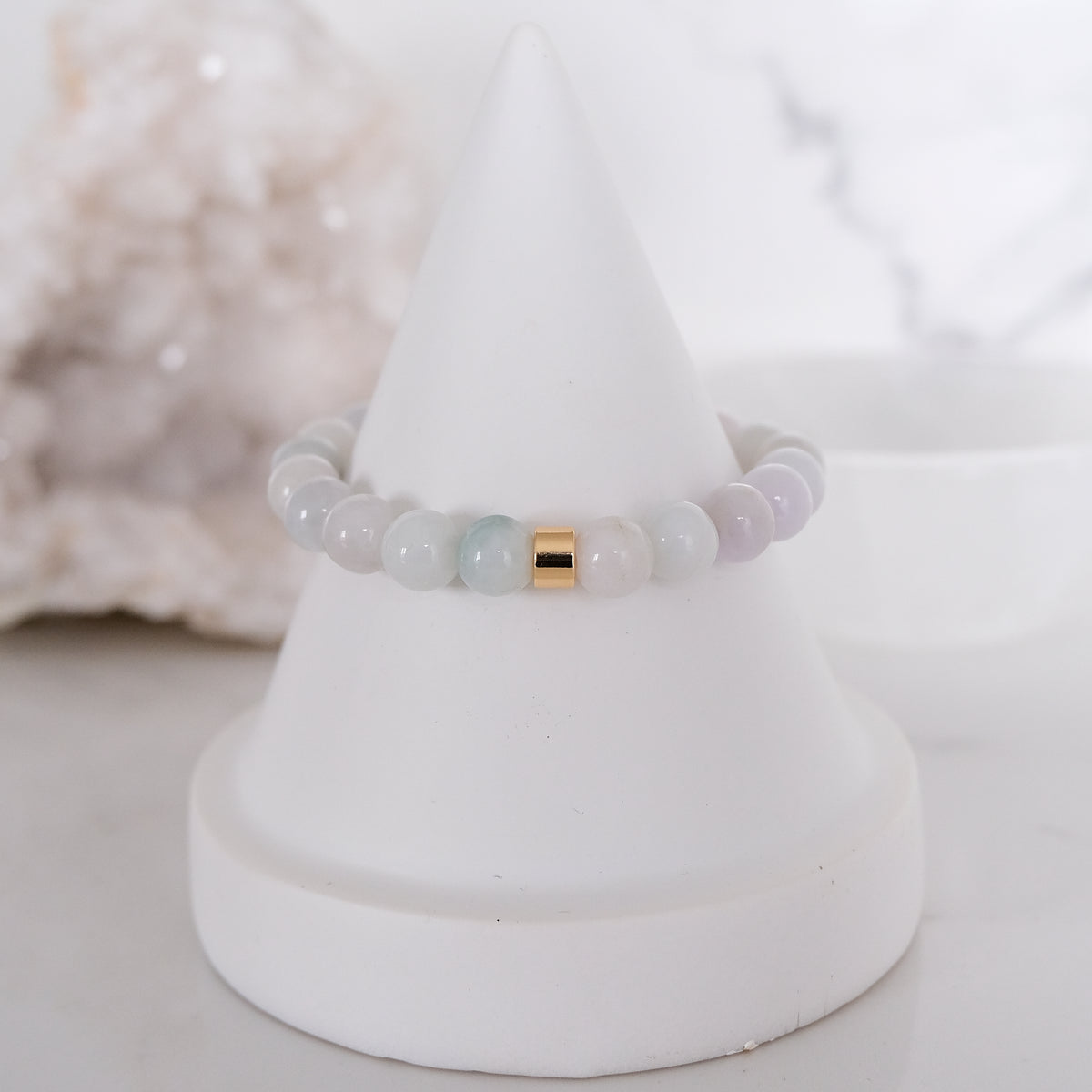 Light jade gemstone bracelet sample sale in gold