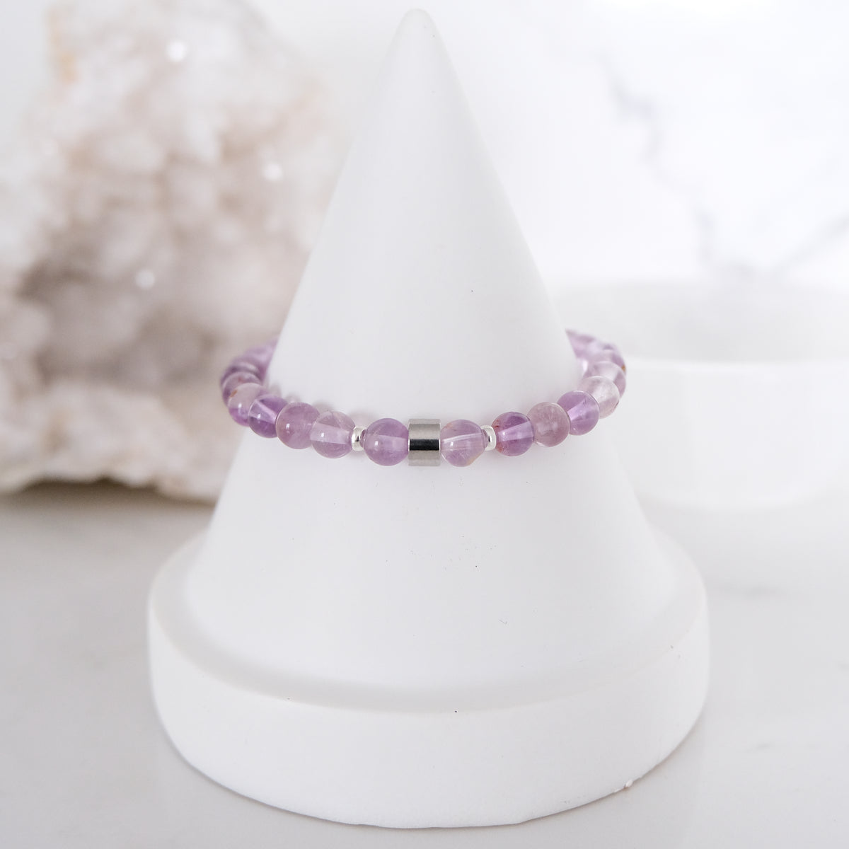 6mm Phantom amethyst gemstone bracelet sample sale in silver