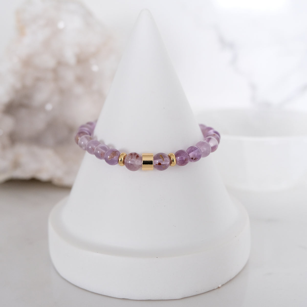 6mm Phantom amethyst gemstone bracelet sample sale in gold