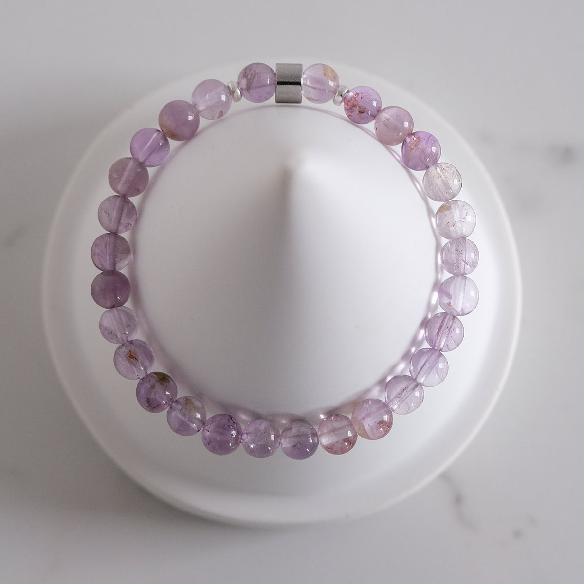 6mm Phantom amethyst gemstone bracelet sample sale from above