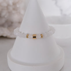 White jade faceted gemstone bracelet sample sale in gold