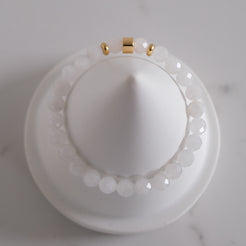 White jade faceted gemstone bracelet sample sale from above