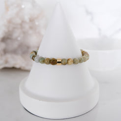 6mm green quartz gemstone bracelet sample sale in gold