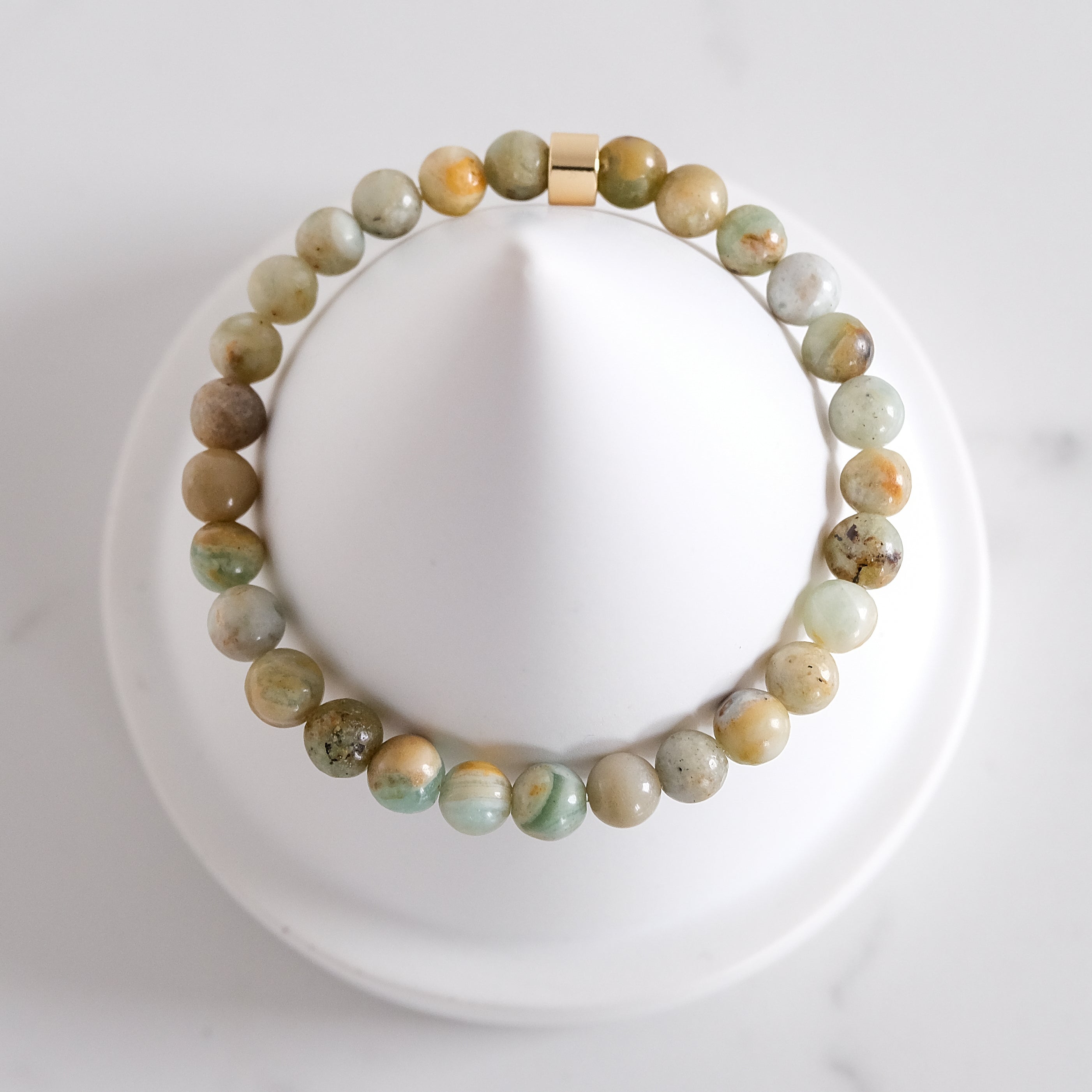 6mm green quartz gemstone bracelet sample sale from above