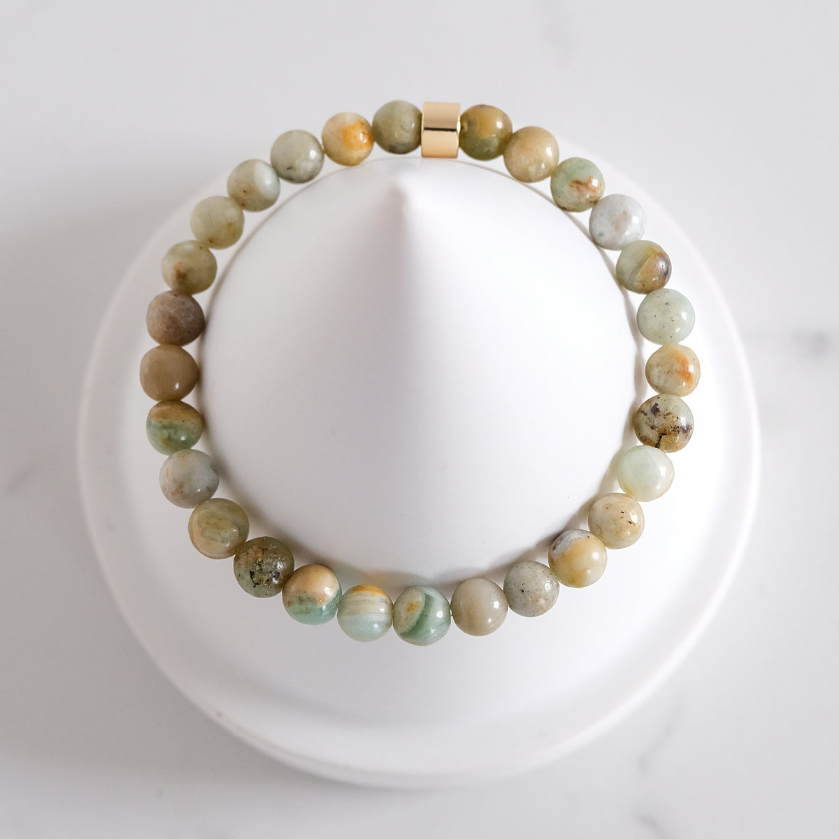 6mm green quartz gemstone bracelet sample sale from above