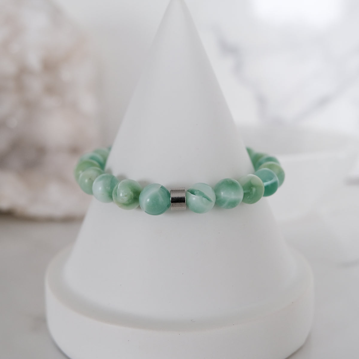 green moonstone sample sale bracelet in silver