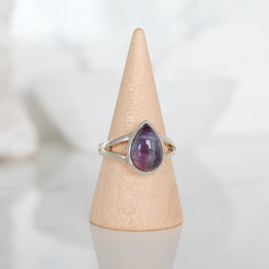 Rainbow Fluorite silver gemstone ring
