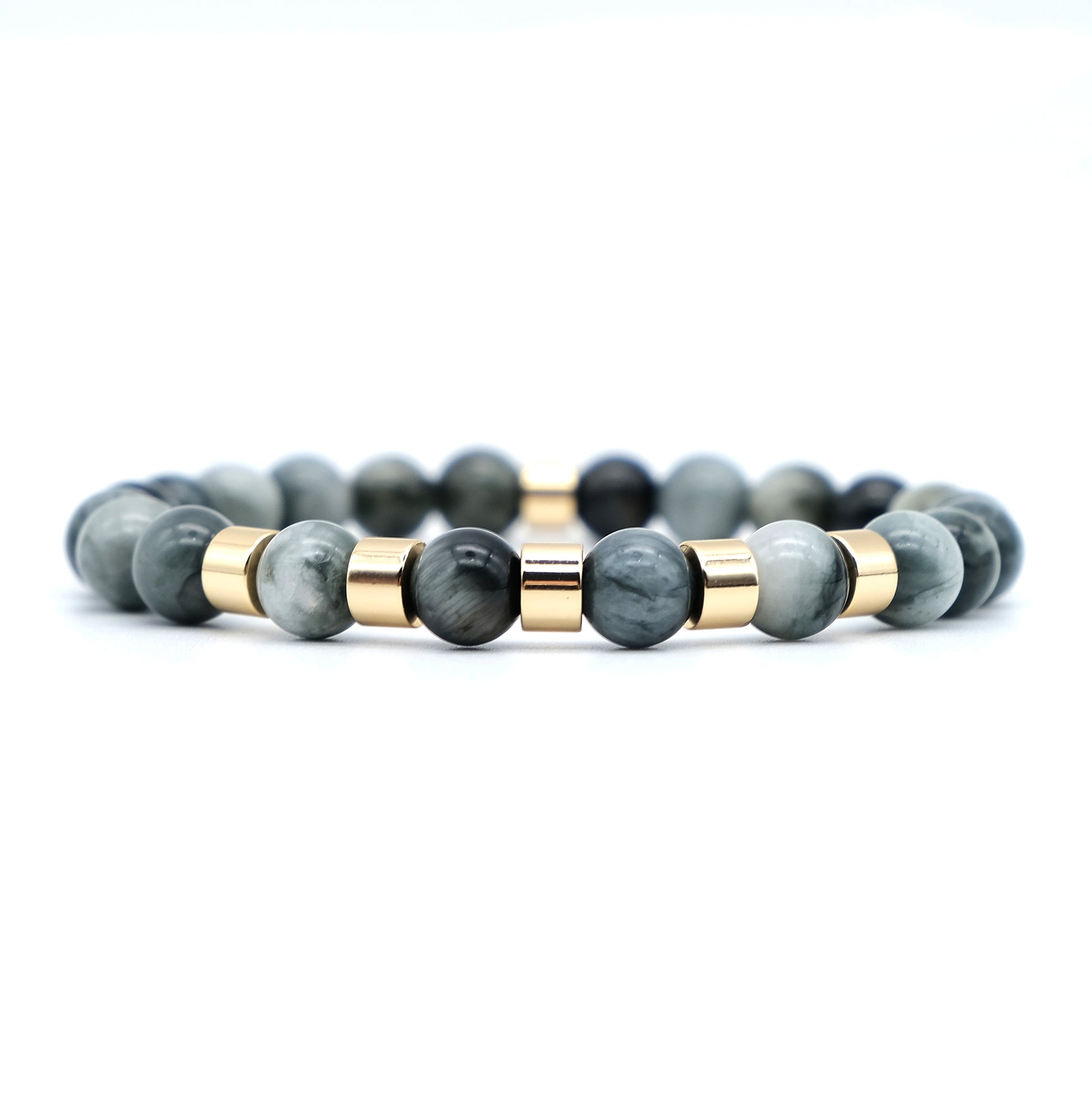 Eagle eye gemstone bracelet with gold accessories