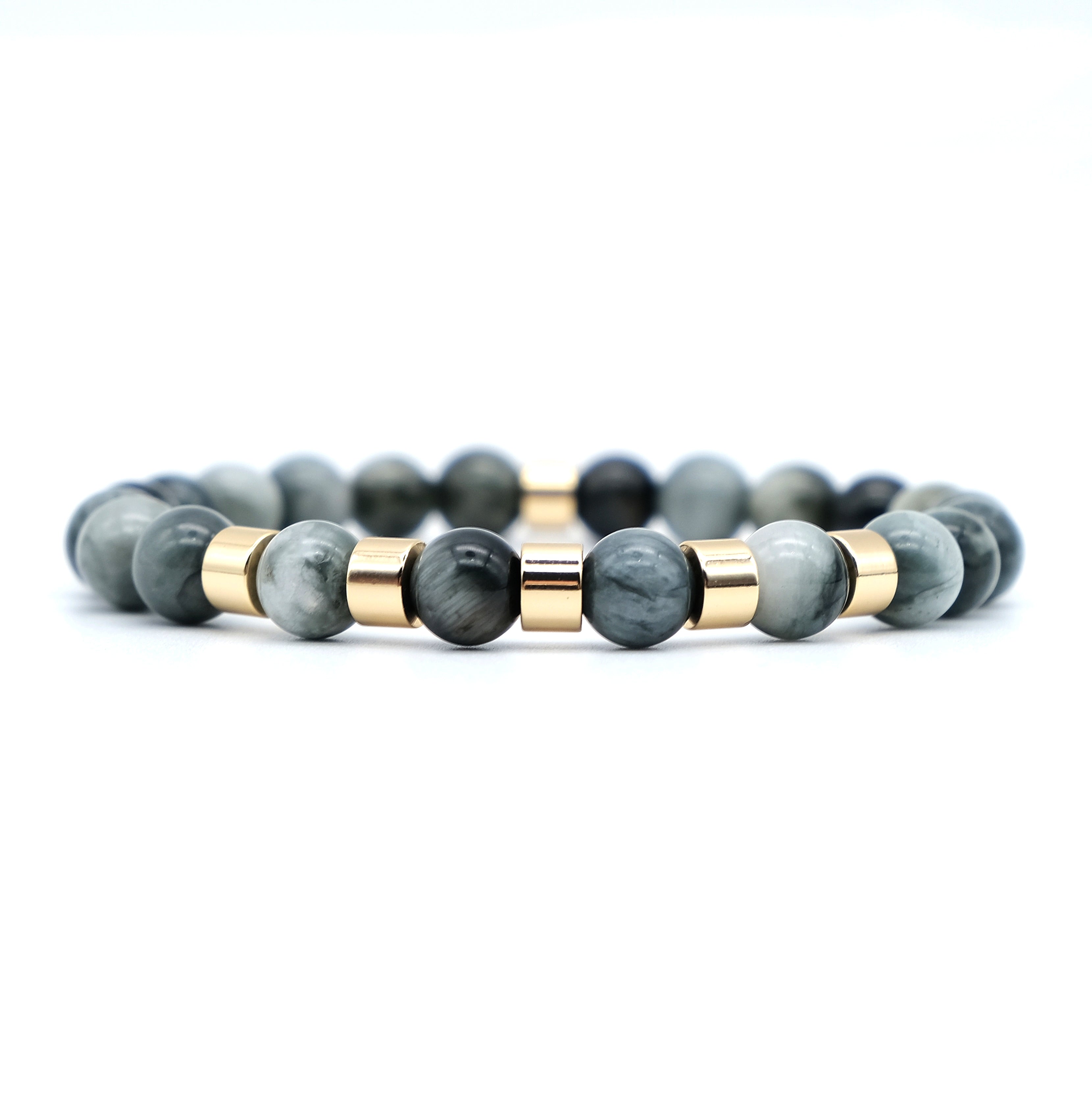 Eagle eye gemstone bracelet with gold accessories