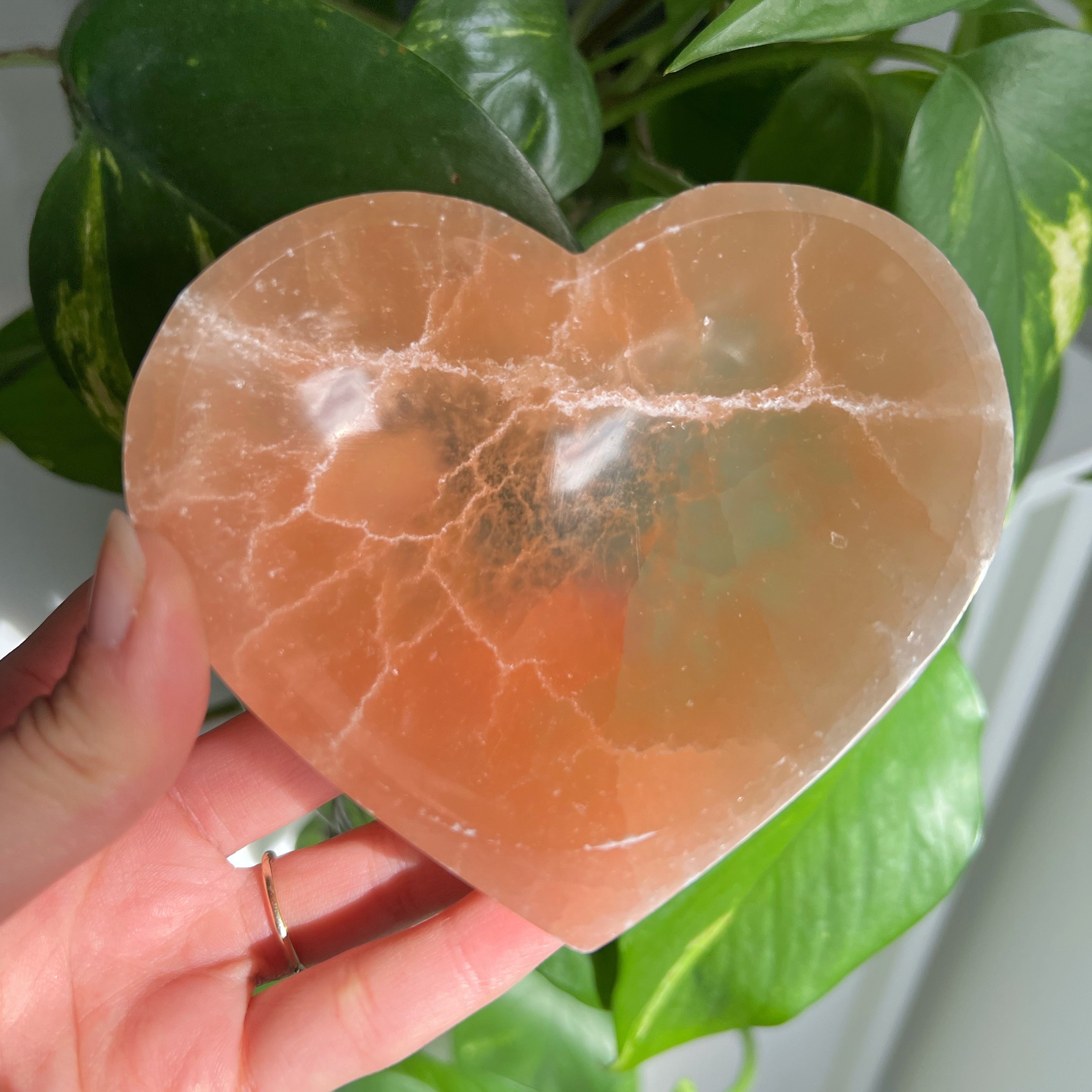 Peach selenite crystal charging bowl perfectly imperfect sale