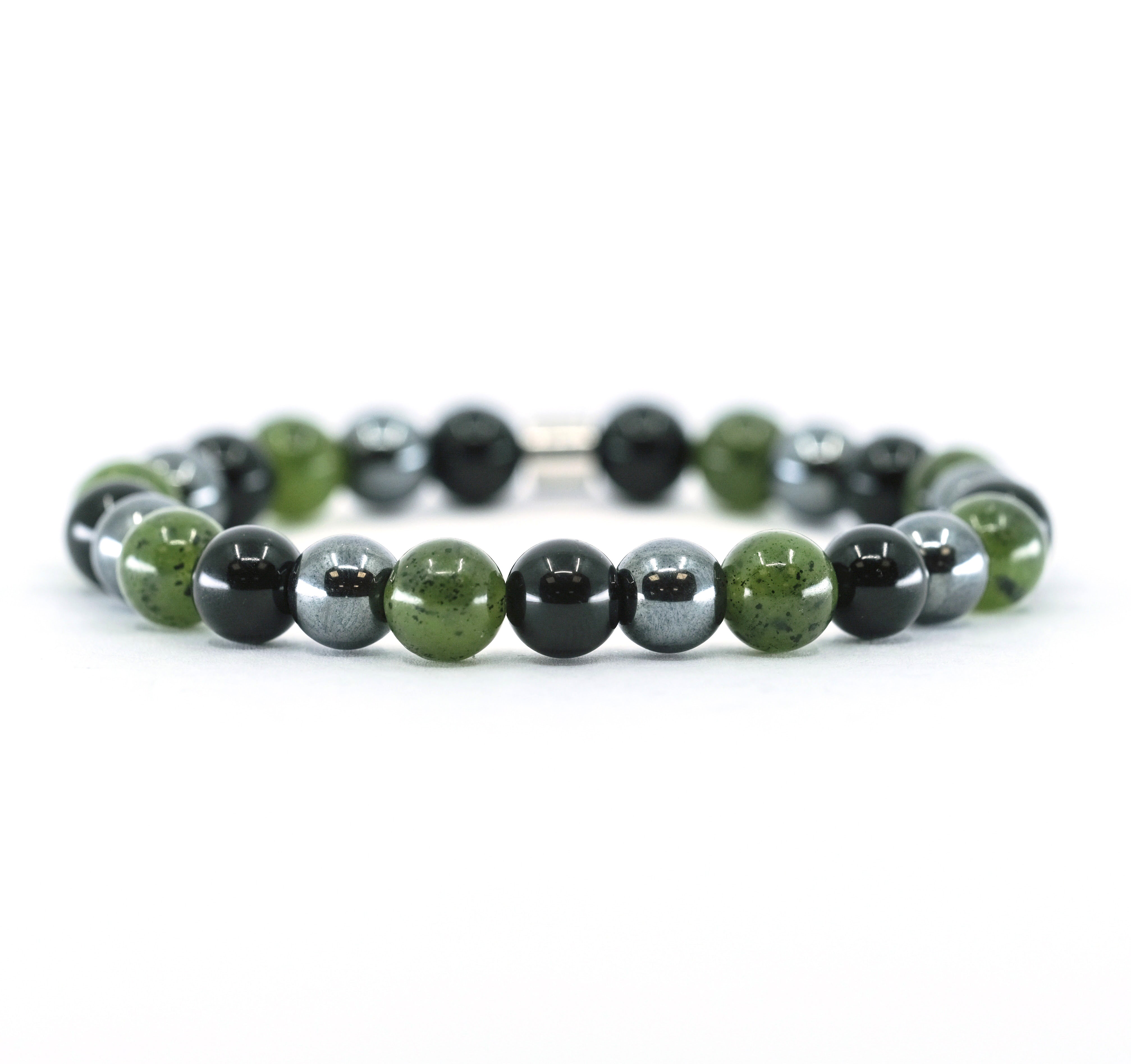 Jade Hematite and Onyx Energy Gemstone Bracelet