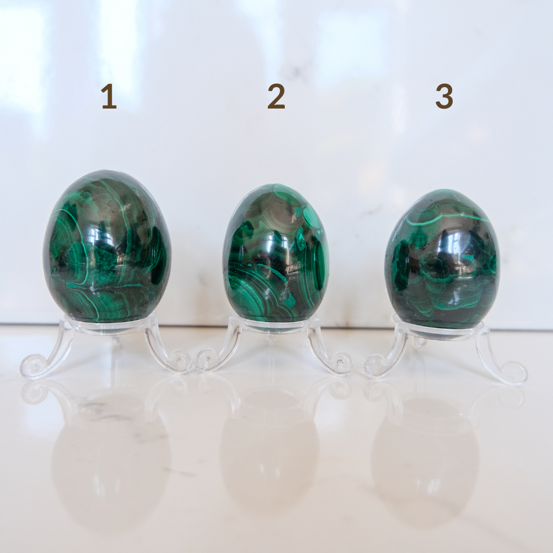 Malachite crystal eggs
