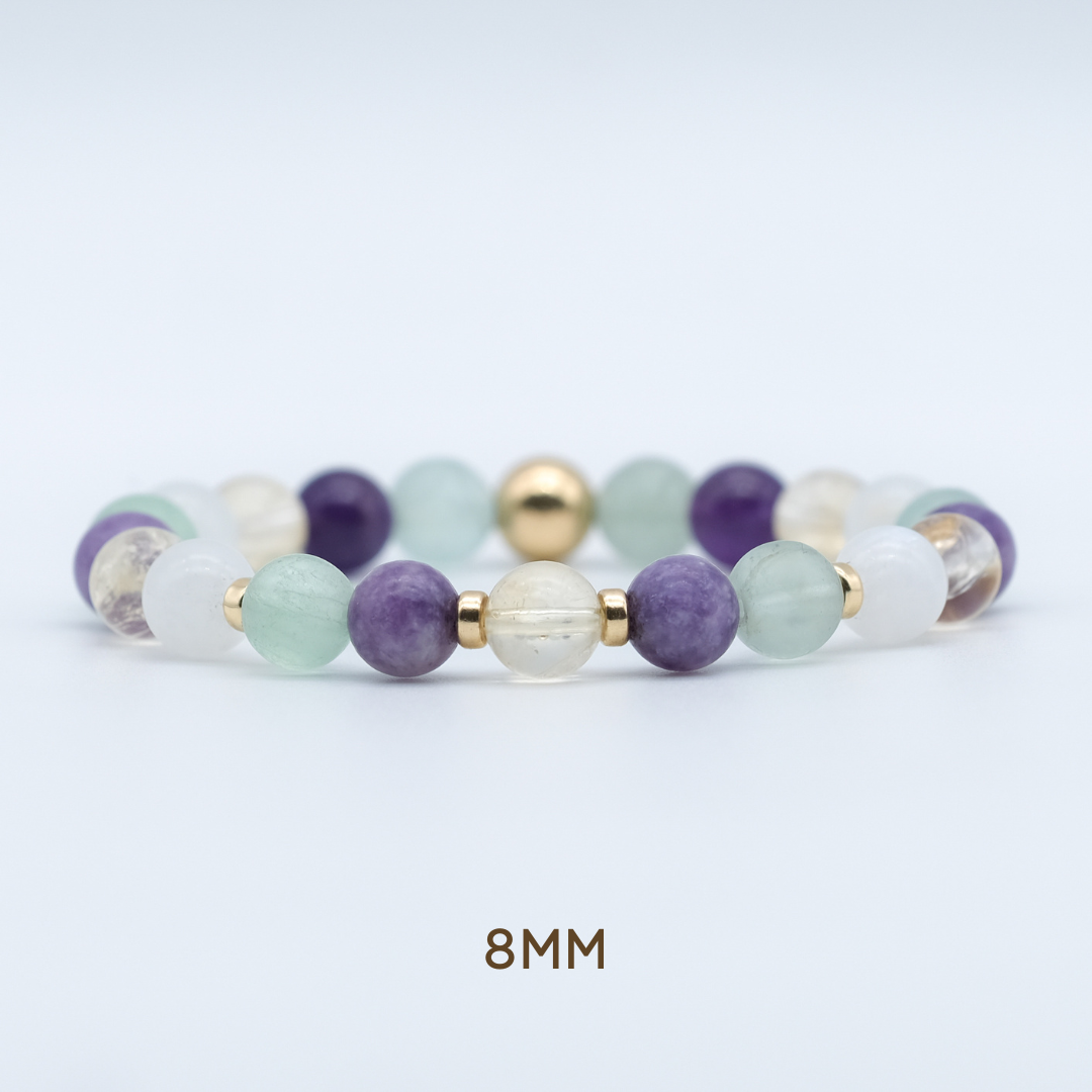 Samayla menopause gemstone bracelet in 8mm beads with gold filled accessories
