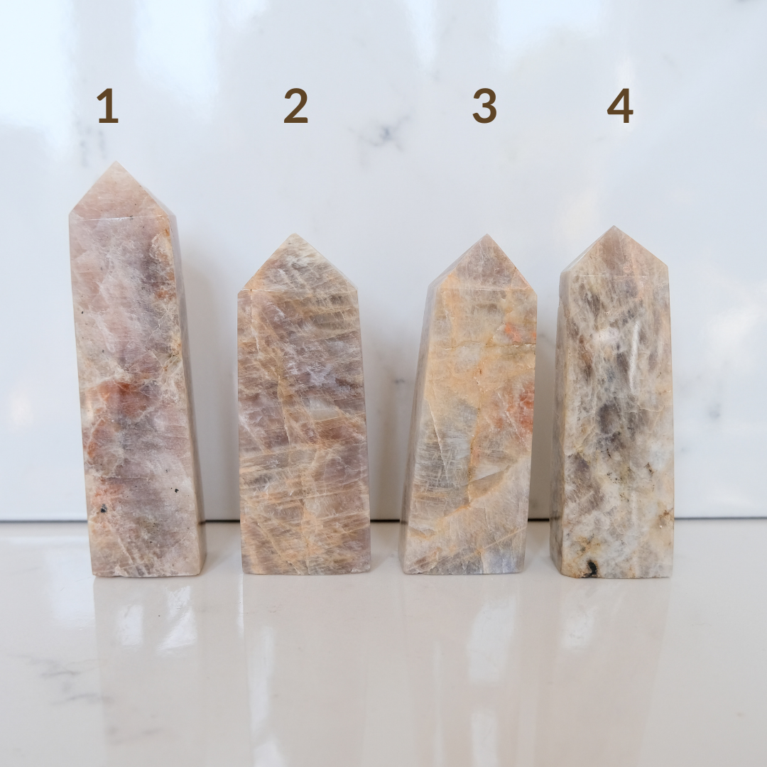 Moonstone and sunstone crystal towers