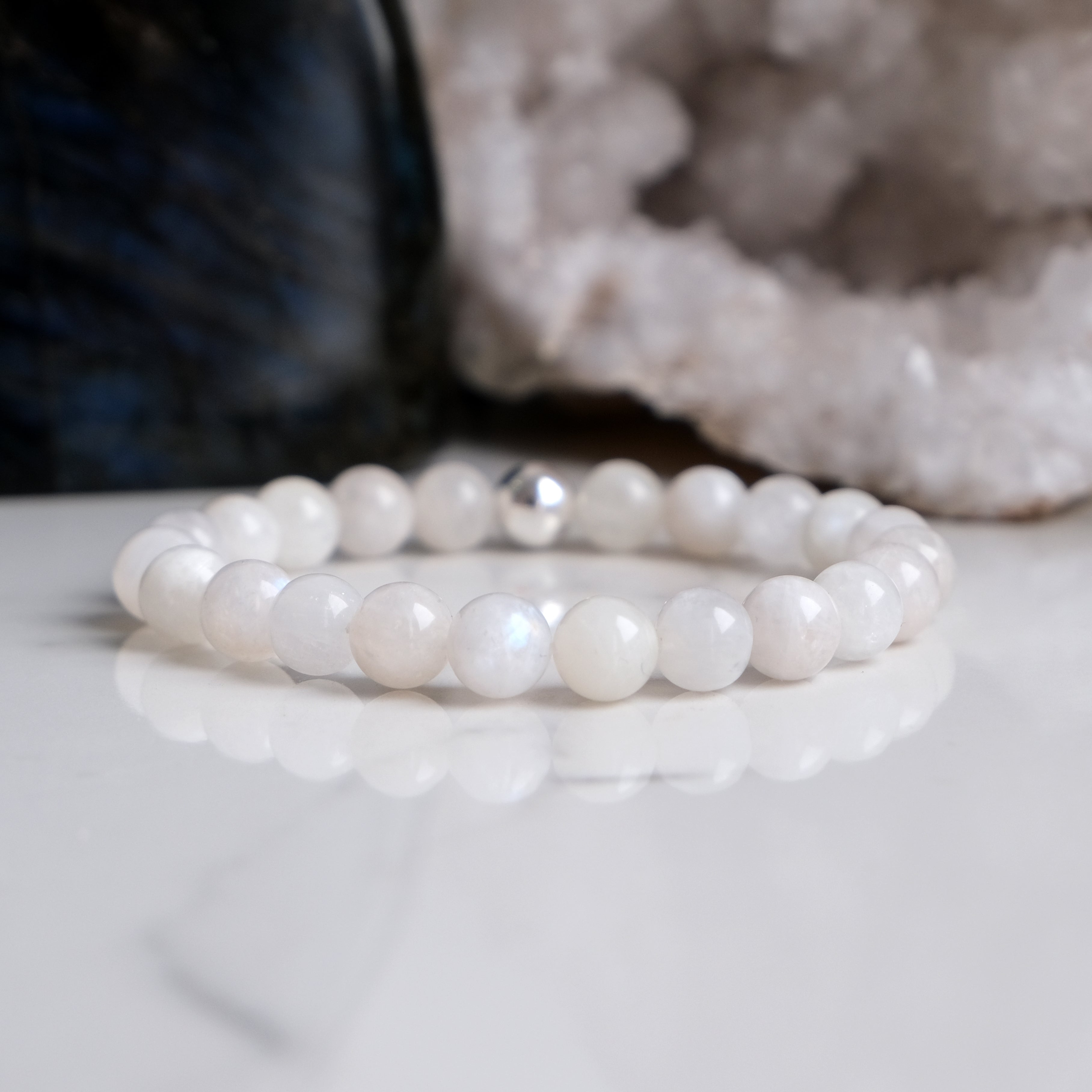 Moonstone gemstone bracelet with 925 silver accessory
