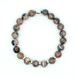 8mm rhodonite bracelet with 925 silver accessories from above