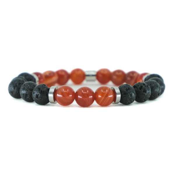 RED AGATE AND LAVA ENERGY GEMSTONE BRACELET