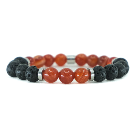 RED AGATE AND LAVA ENERGY GEMSTONE BRACELET