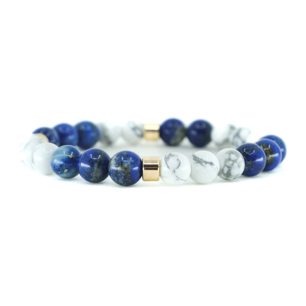 LAPIS LAZULI AND HOWLITE ENERGY GEMSTONE BRACELET