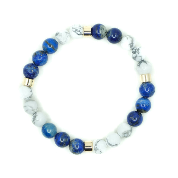 LAPIS LAZULI AND HOWLITE ENERGY GEMSTONE BRACELET