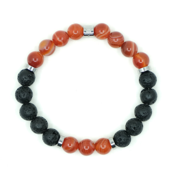 RED AGATE AND LAVA ENERGY GEMSTONE BRACELET