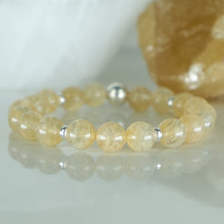 8mm golden healer quartz bracelet with 925 silver accents