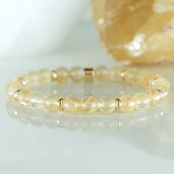 6mm golden healer quartz gemstone bracelet with gold plated accents