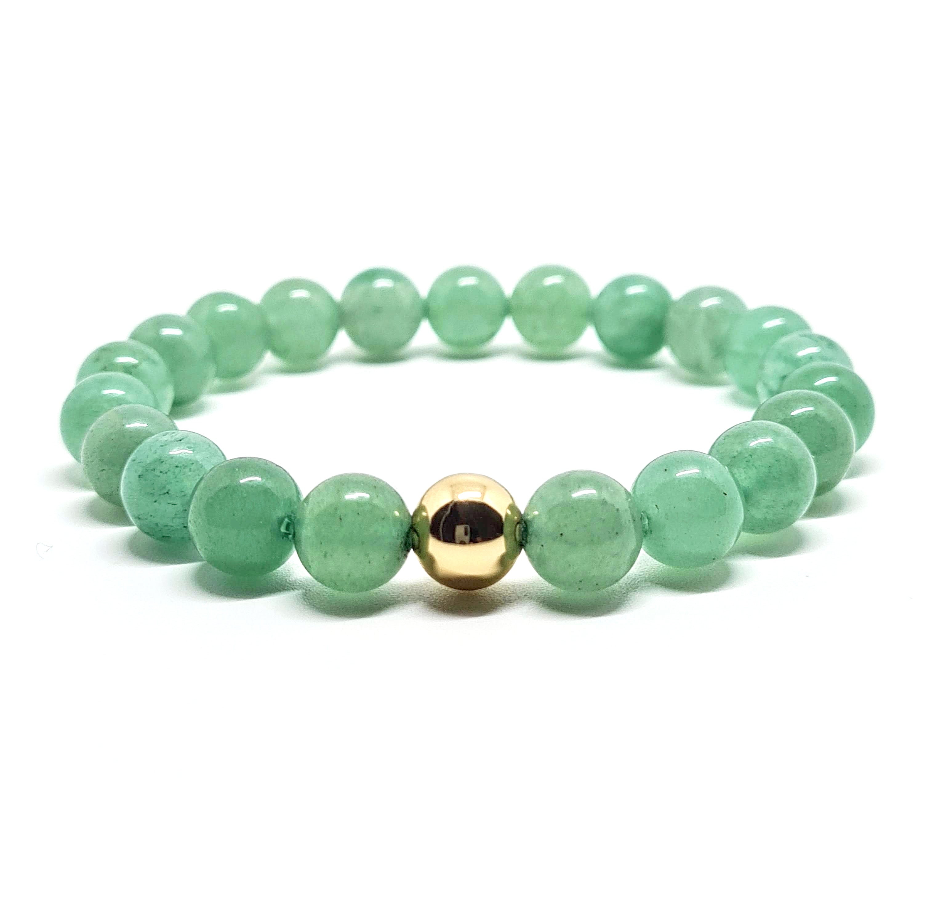 Aventurine gemstone braceklet with a 14ct gold filled accessory