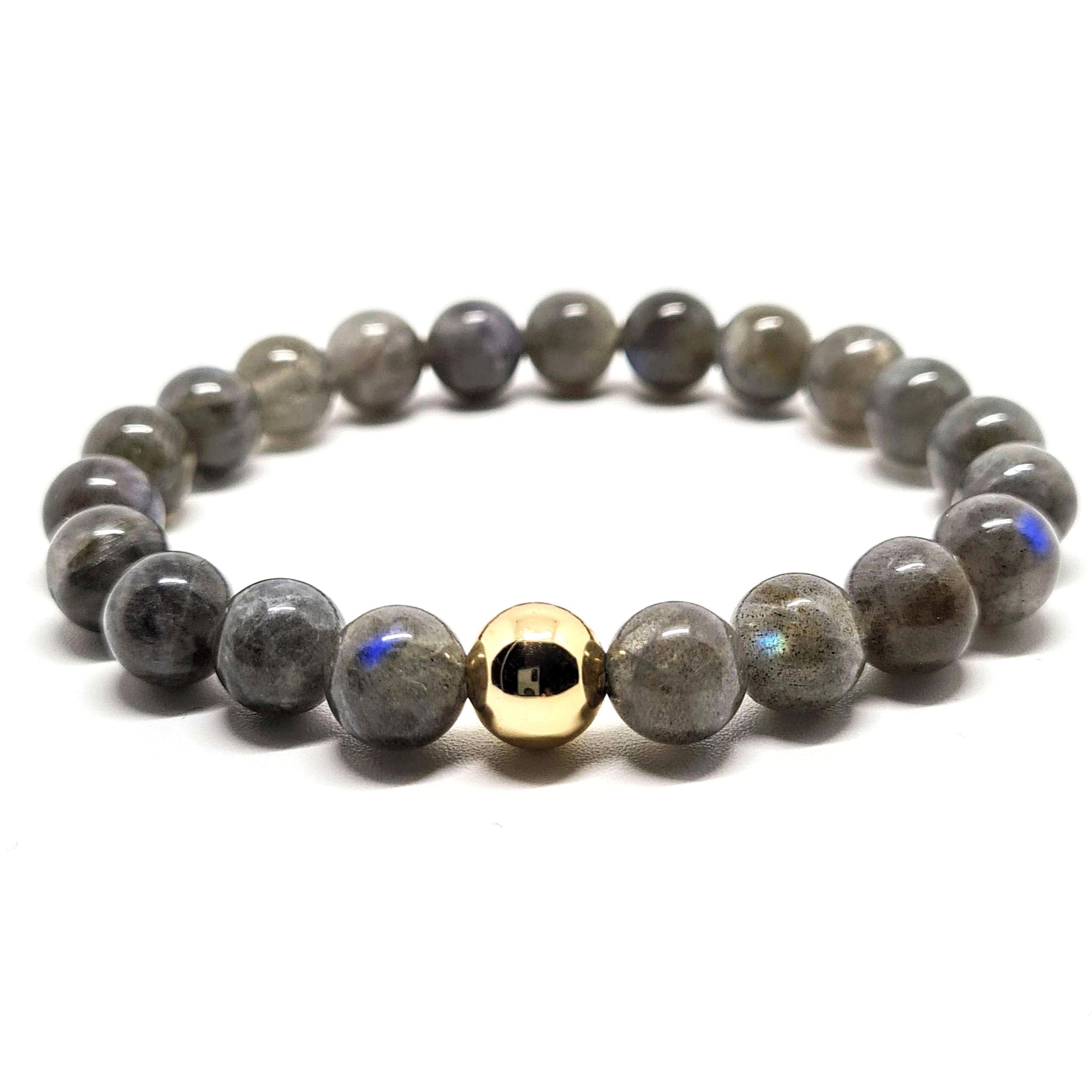 A Labradorite gemstone bracelet with 14ct gold filled accessory 