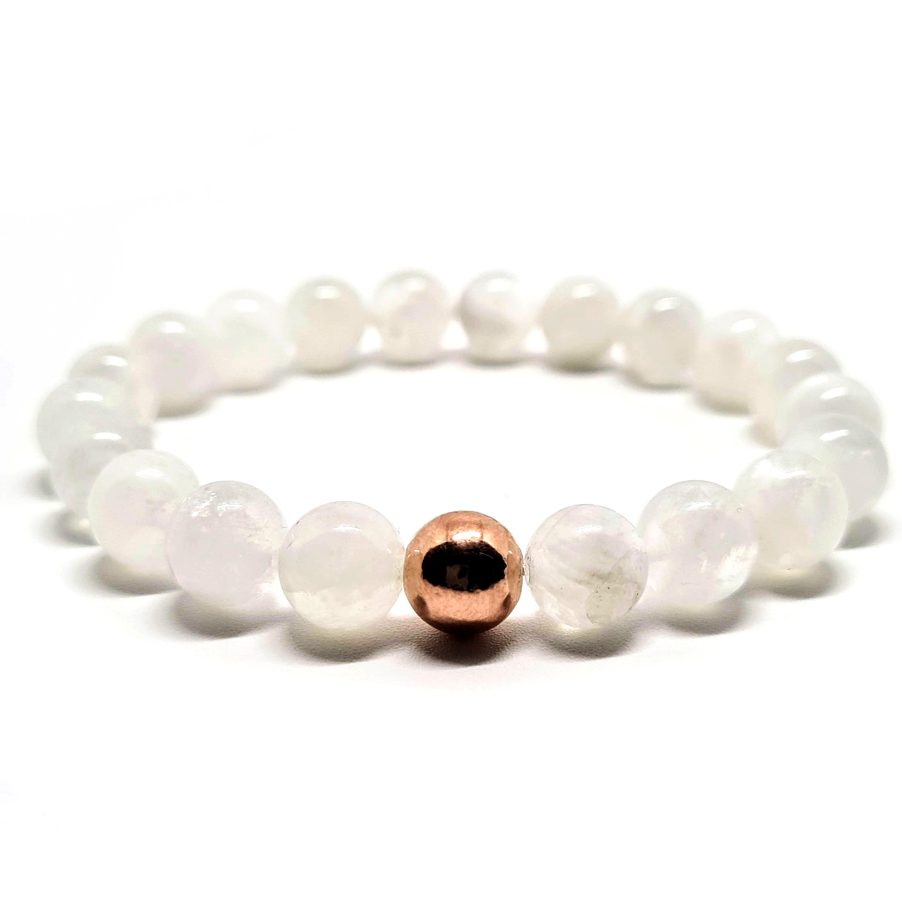 Moonstone gemstone bracelet with rose gold accessory